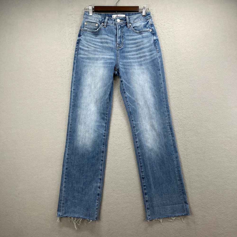 MoCo Boutique Jeans Women‎ 5/27 Blue Denim Pants Straight Raw Hem Stretch Casual